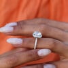 Classic Cushion Halo Pavé Moissanite Engagement Ring White Gold