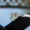 Classic Cushion Halo Pavé Moissanite Engagement Ring Yellow Gold