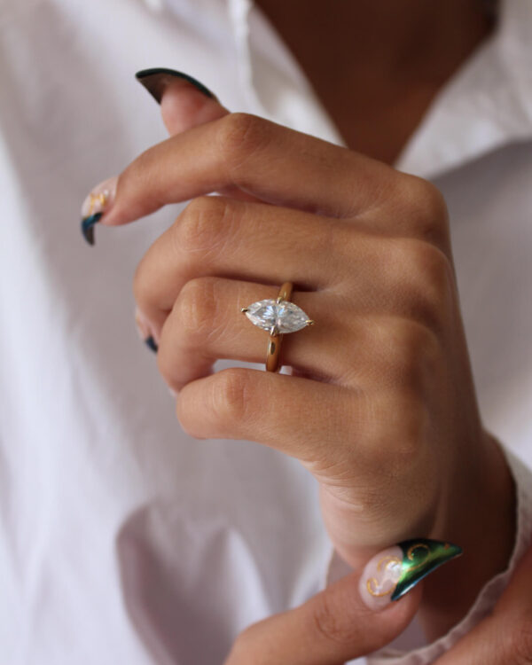 Classic Marquise Moissanite Solitaire Engagement Ring