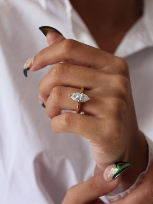 Classic Marquise Moissanite Solitaire Engagement Ring