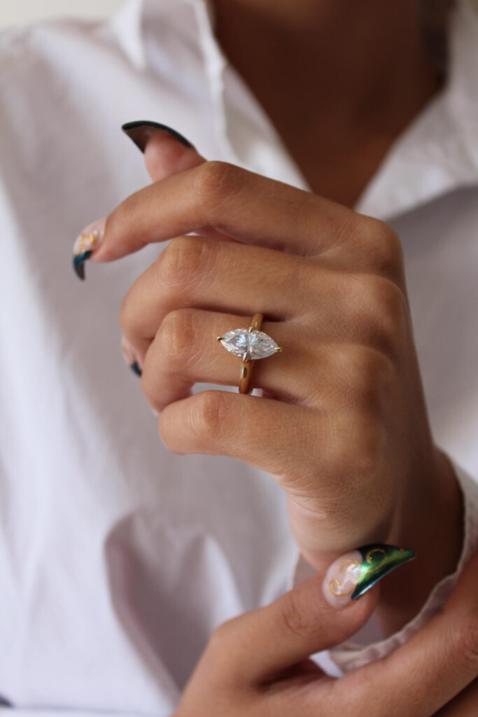 Classic Marquise Moissanite Solitaire Engagement Ring