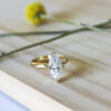 Classic Marquise Moissanite Solitaire Engagement Ring Yellow Gold