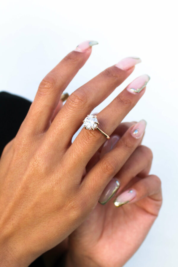 6-Claw Round Hidden Halo Engagement Ring