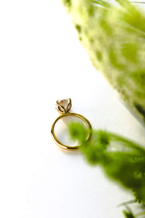 Floral Oval Solitaire Engagement Ring - Image 3