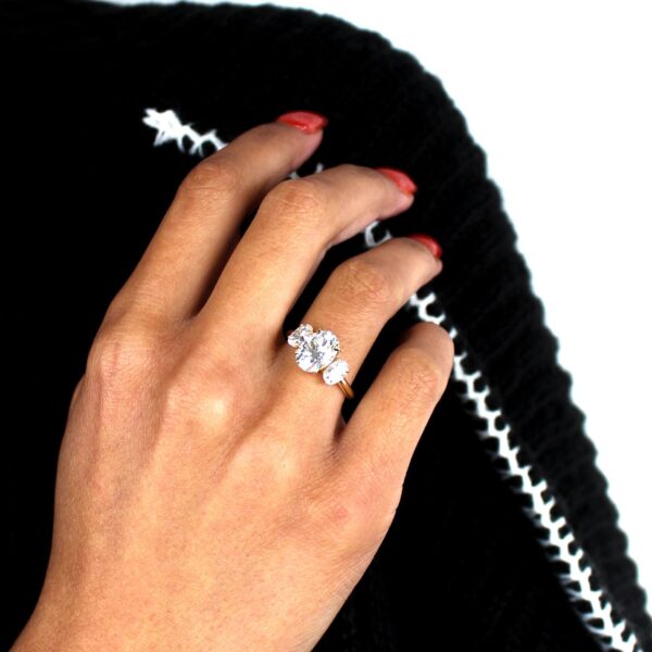 Oval Moissanite Trilogy Engagement Ring