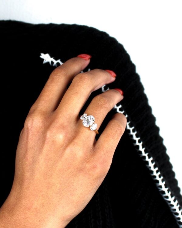 Oval Moissanite Trilogy Engagement Ring