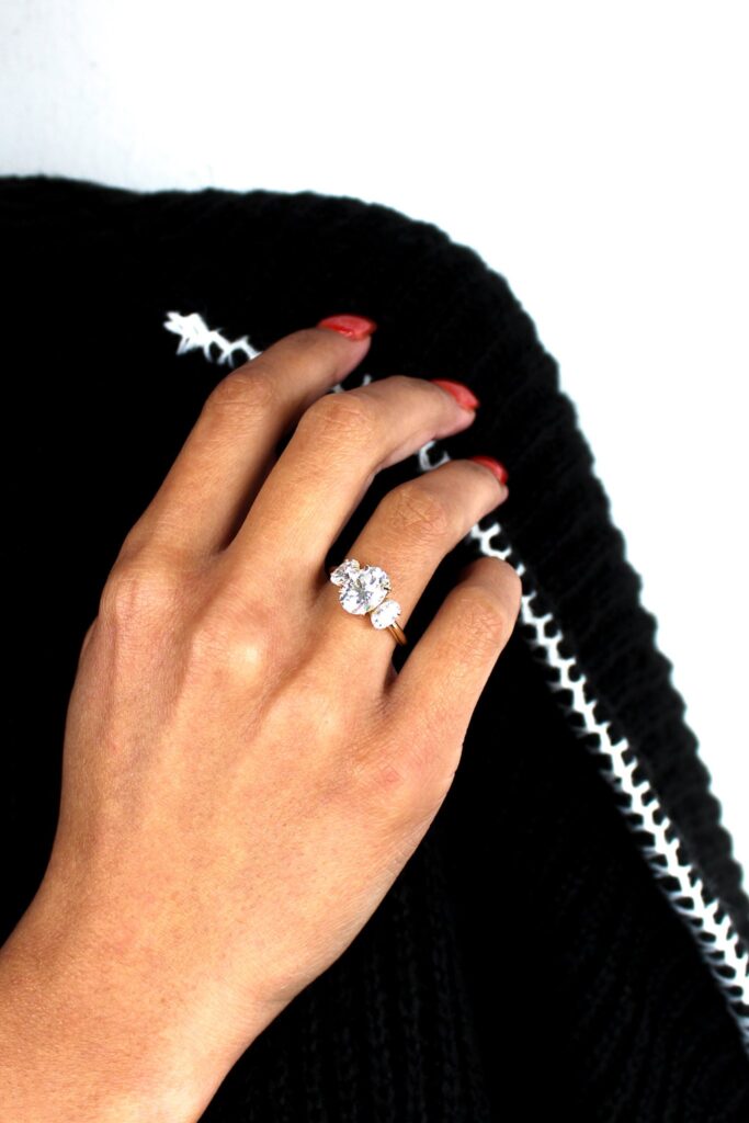 Oval Moissanite Trilogy Engagement Ring