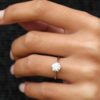 Round Floral Moissanite Solitaire Engagement Ring