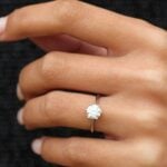 Round Floral Moissanite Solitaire Engagement Ring