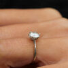 Round Floral Moissanite Solitaire Engagement Ring White Gold