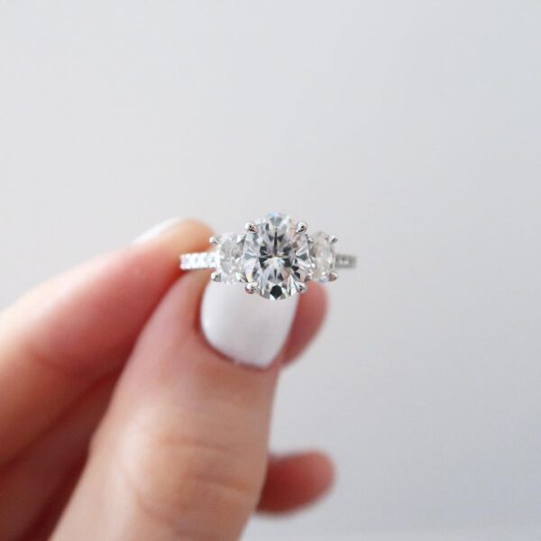 Oval Moissanite Three Stone Ring