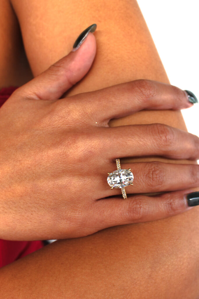 Naomi - 3ct Oval Hidden Halo Engagement Ring