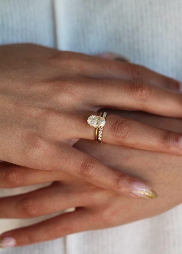 Yellow Gold Oval Wedding Ring Set - Image 2