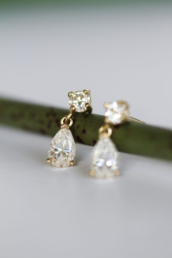 Pear Moissanite Drop Earrings - Image 3