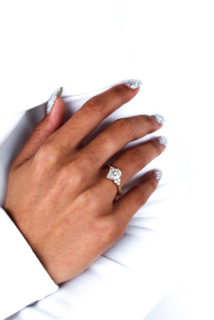 Pear And Round Moissanite Cluster Engagement Ring - Adina