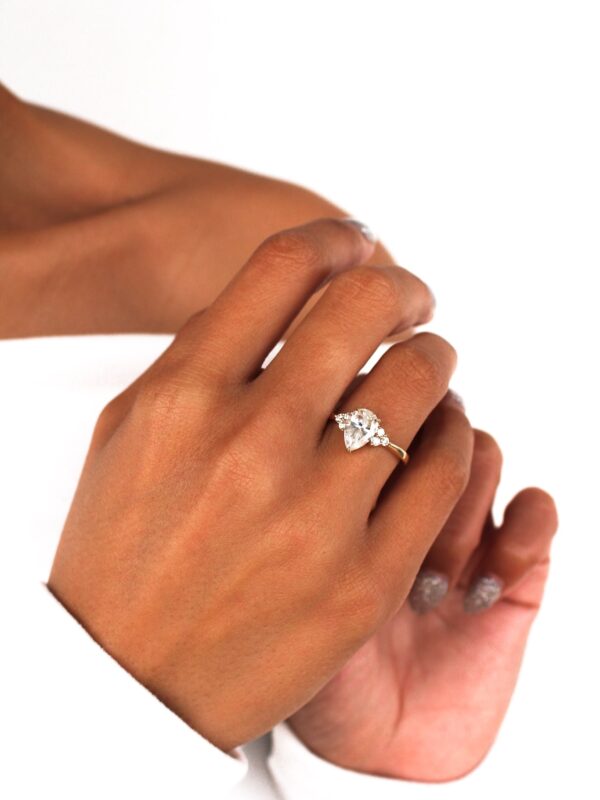Pear And Marquise Moissanite Cluster Engagement Ring