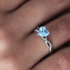 Aquamarine Twig Heart Solitaire Engagement Ring White Gold
