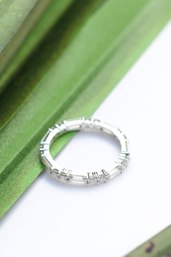 Platinum Baguette & Double Round Moissanite Eternity Band - Image 2