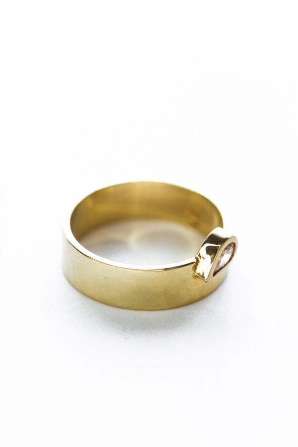 Gold Broad Bar Pear Ring - Image 3