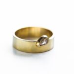 Gold Broad Bar Pear Ring