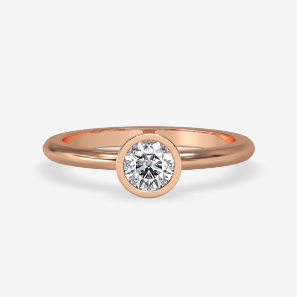 Round Bezel Moissanite Engagement Ring Rose Gold