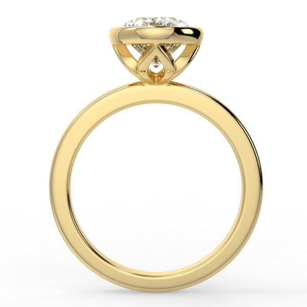 Oval Bezel Encrusted Floral Moissanite Engagement Ring - Image 2