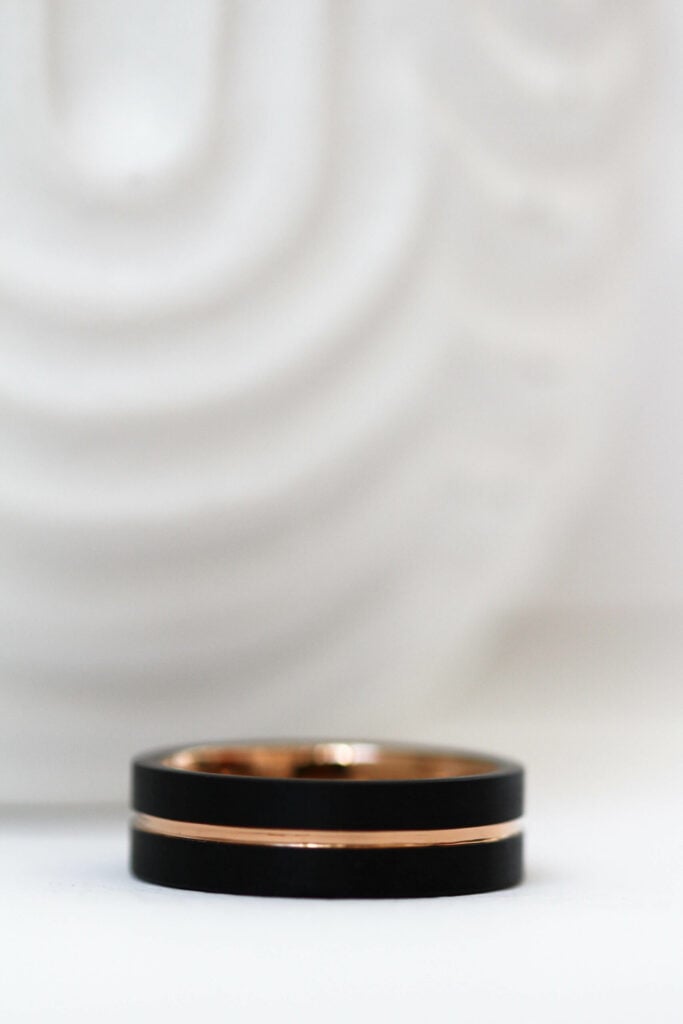 8mm Black Tungsten Mens Wedding Band