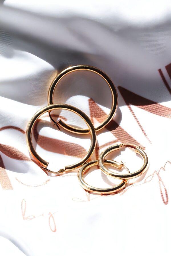 3mm Gold Hoop Earrings - Image 2