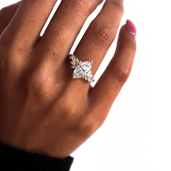 Marquise Moissanite Cluster Engagement Ring