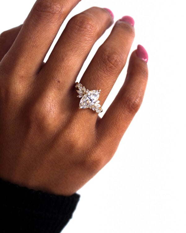 Marquise Moissanite Cluster Engagement Ring