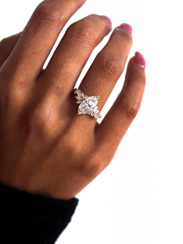 Cluster Marquise Moissanite Engagement Ring