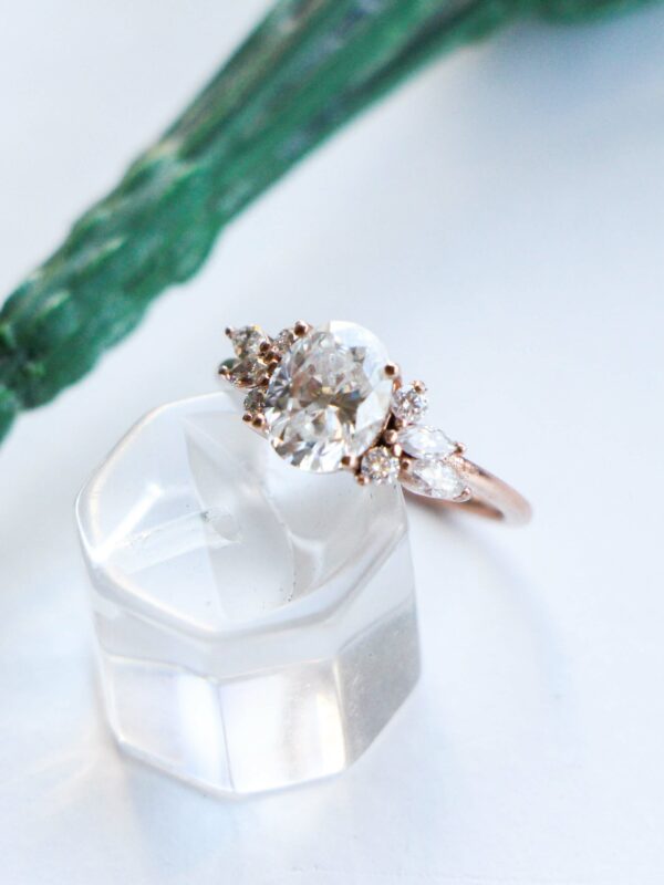 Oval Cluster Engagement Ring