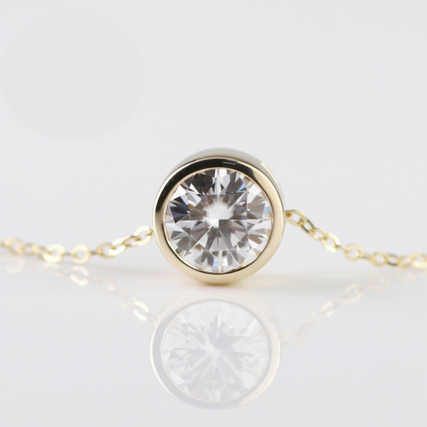 Round Moissanite Bezel Necklace
