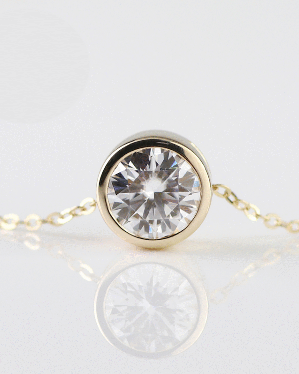 Round Moissanite Bezel Necklace
