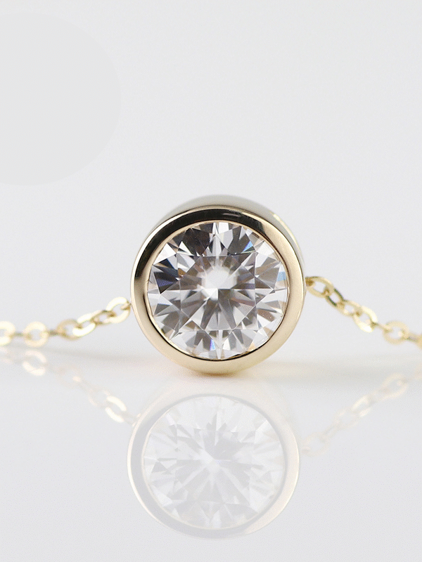 Round Moissanite Bezel Necklace