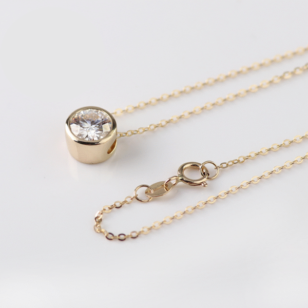 Round Moissanite Bezel Necklace - Image 2