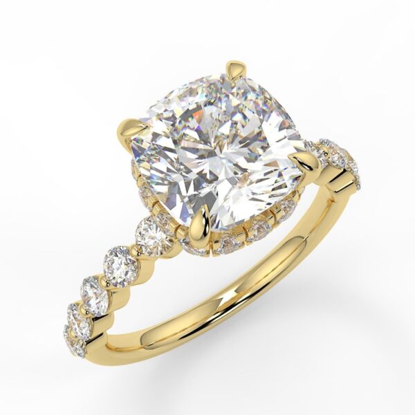 Cushion Hidden Halo Moissanite Engagement Ring - Image 7