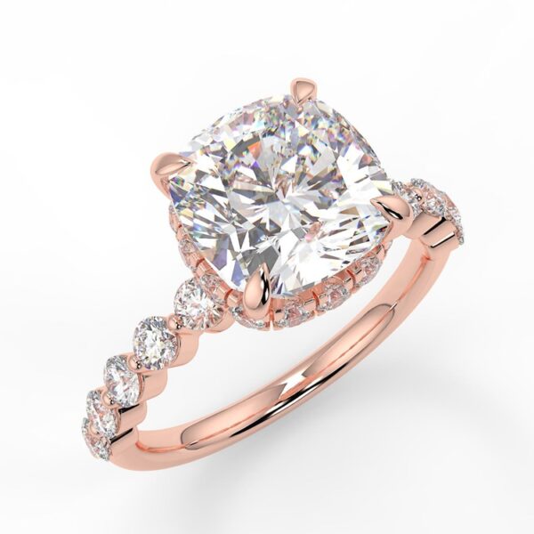 Cushion Hidden Halo Moissanite Engagement Ring - Image 9