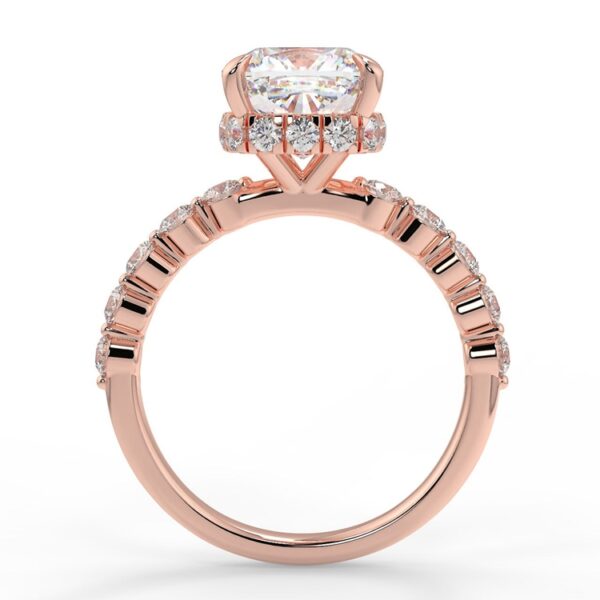 Cushion Hidden Halo Moissanite Engagement Ring - Image 10