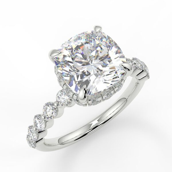 Cushion Hidden Halo Moissanite Engagement Ring - Image 8