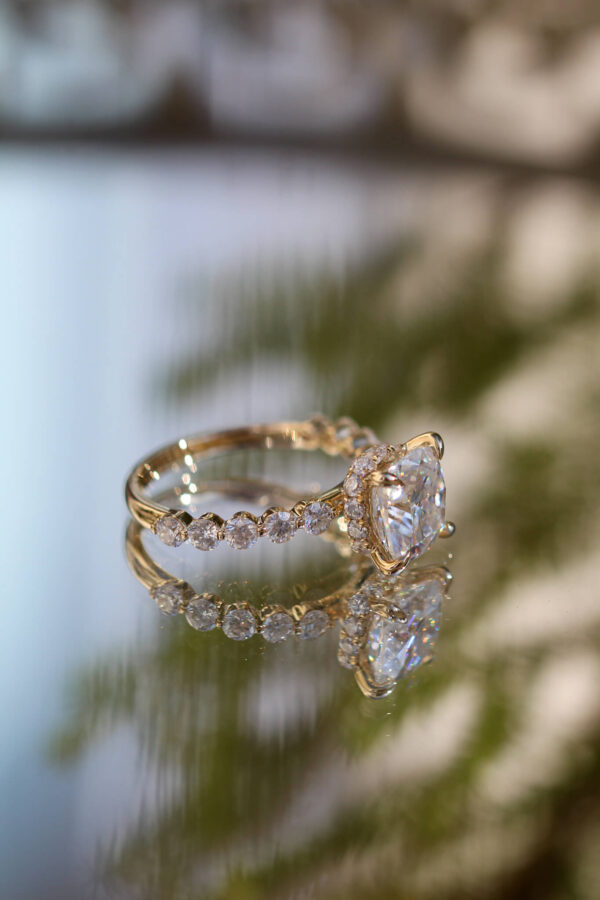 Cushion Hidden Halo Moissanite Engagement Ring - Image 4