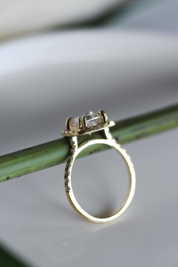 Moissanite Cushion Halo Engagement Rings