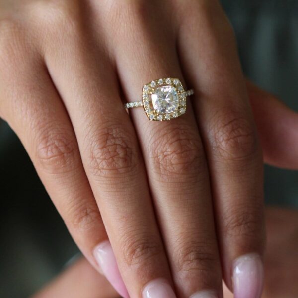 Cushion Halo Engagement Rings