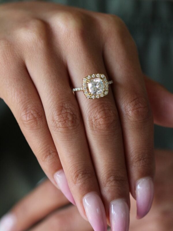 Cushion Halo Engagement Rings