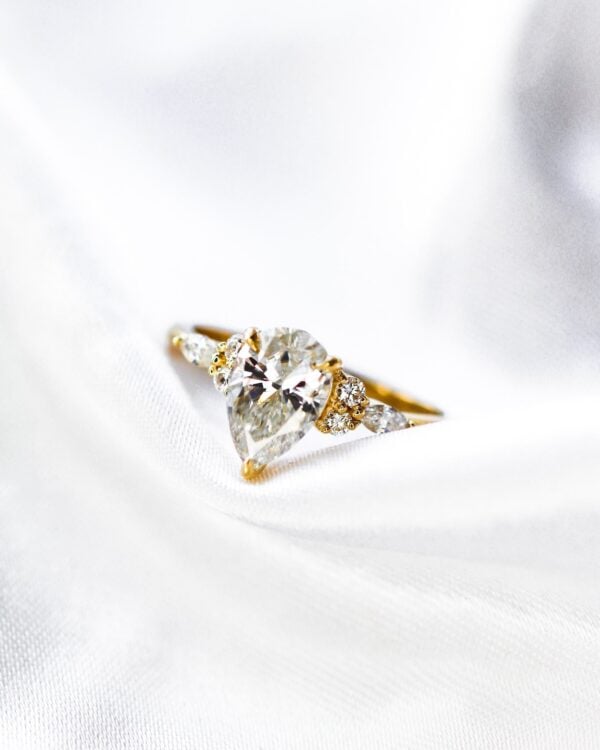 Pear And Marquise Moissanite Cluster Engagement Ring