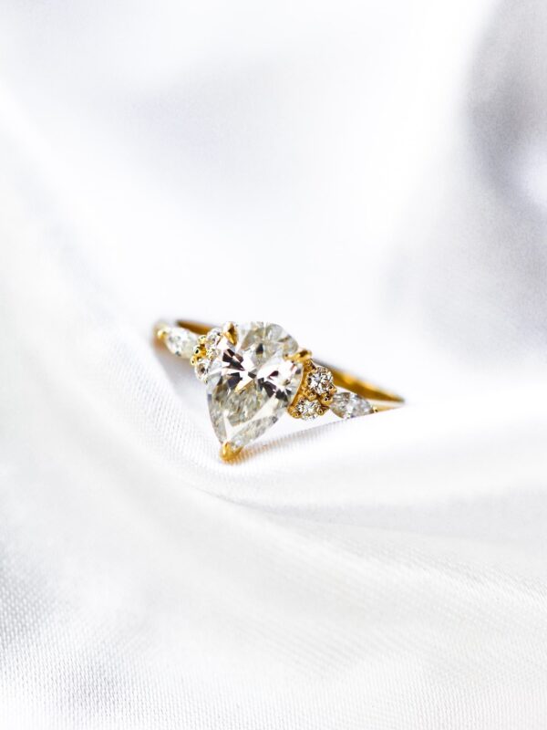 Pear And Marquise Moissanite Cluster Engagement Ring