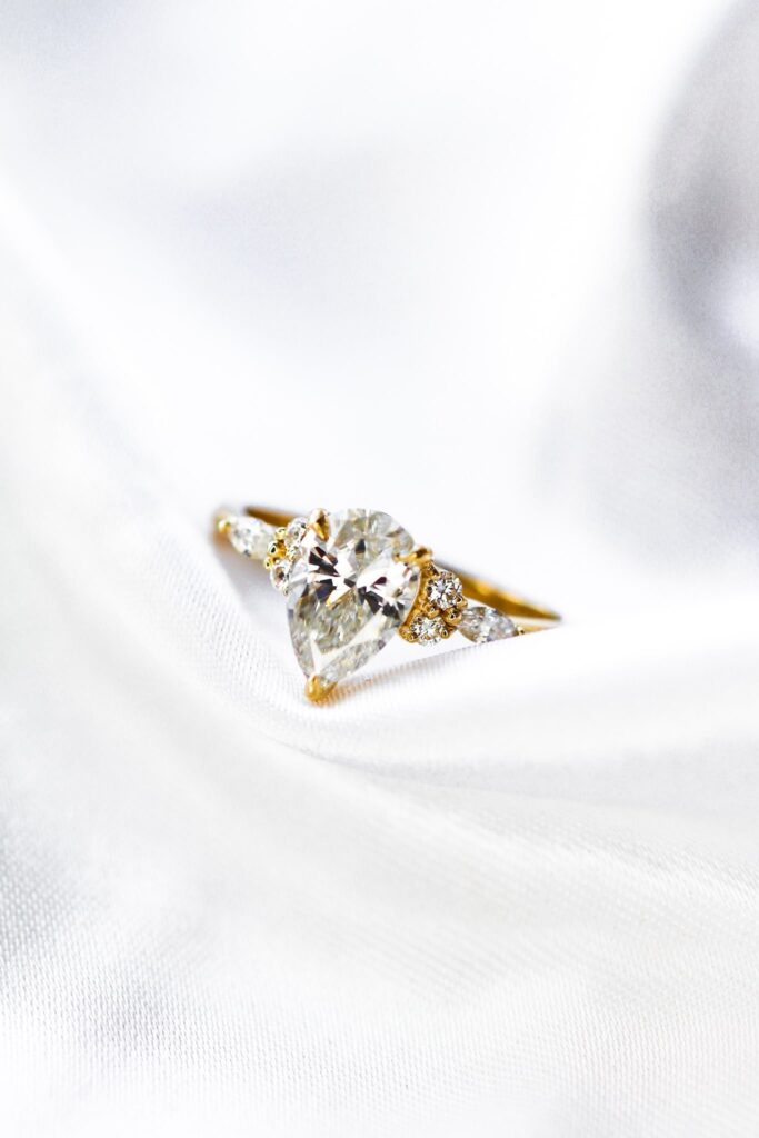 Pear And Marquise Moissanite Cluster Engagement Ring - Malka