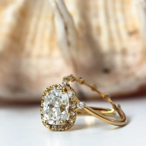 2 Carat Elongated Cushion Cut Moissanite Ring