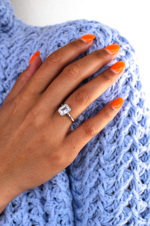 Emerald Moissanite Bezel Engagement Ring South Africa