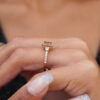 Moissanite Emerald Pavé Trilogy Engagement Ring White Gold